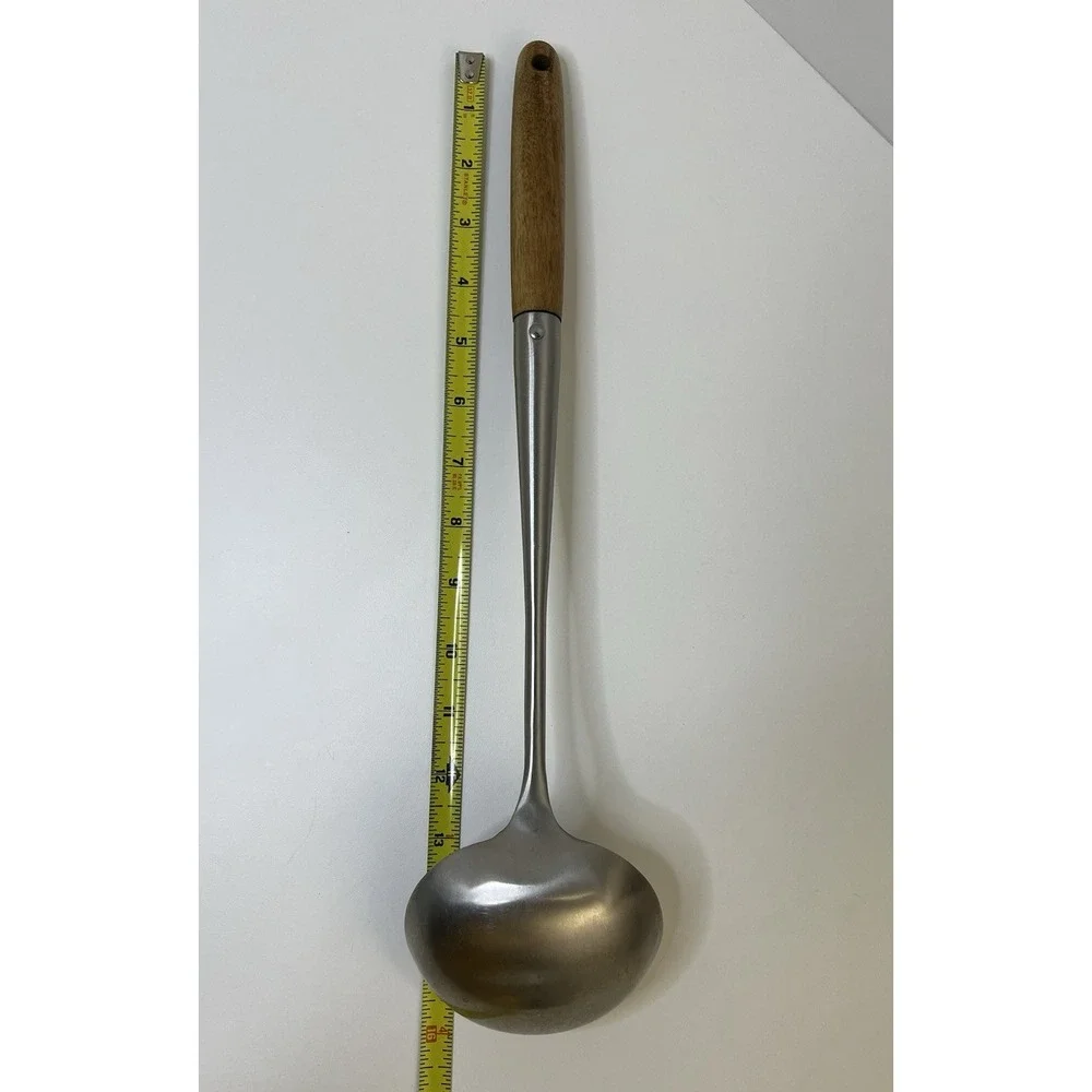 Ladle Forged Stainless Steel Utensil Serving Ladle Wood Handle 16